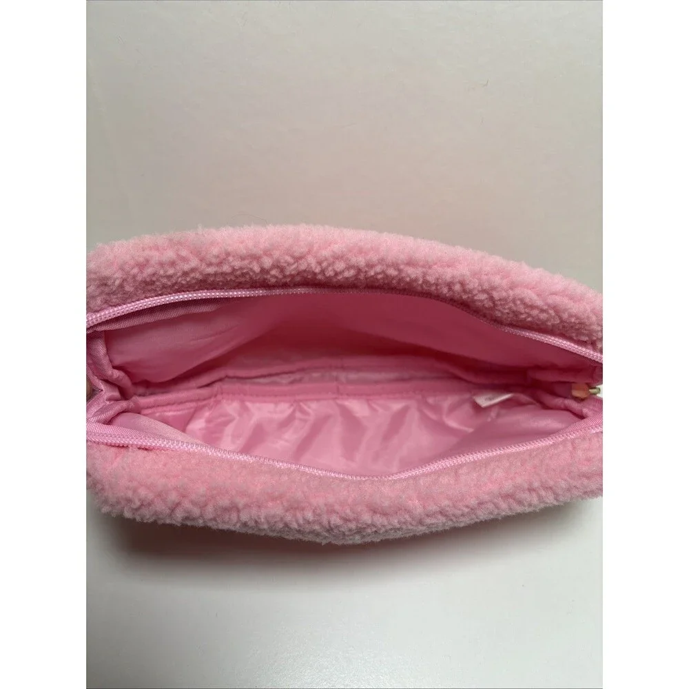 Sephora Fuzzy Sherpa Style Pink Cosmetic Travel Makeup Bag Pouch